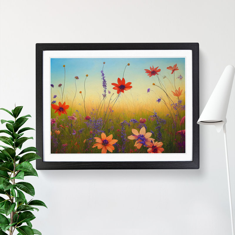 Mind Blowing Wildflowers Floral - Framed Print, Black Framed, 46cm H x 64cm W