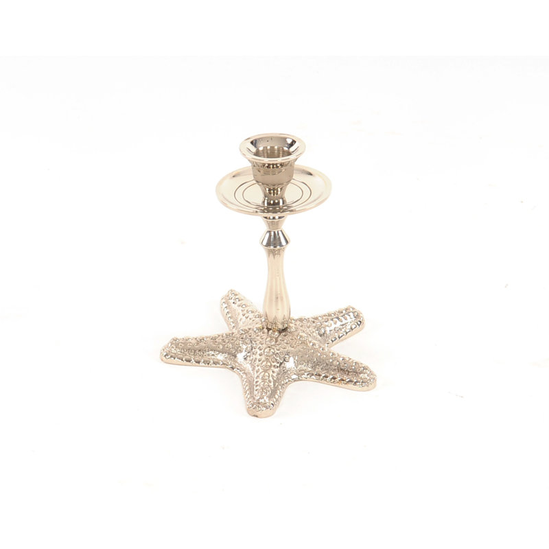 5" Silver Brass Starfish Tabletop Candle Holder