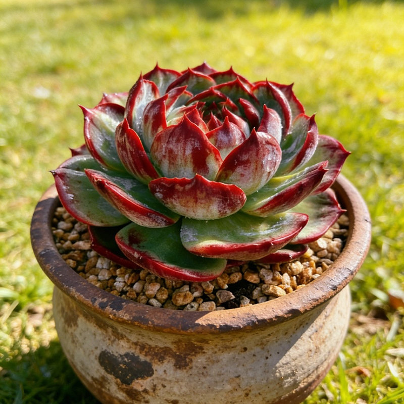 Echeveria Jinghong Fairy Live Succulent, Decorative Indoor Plant for Tabletop & Home Garden