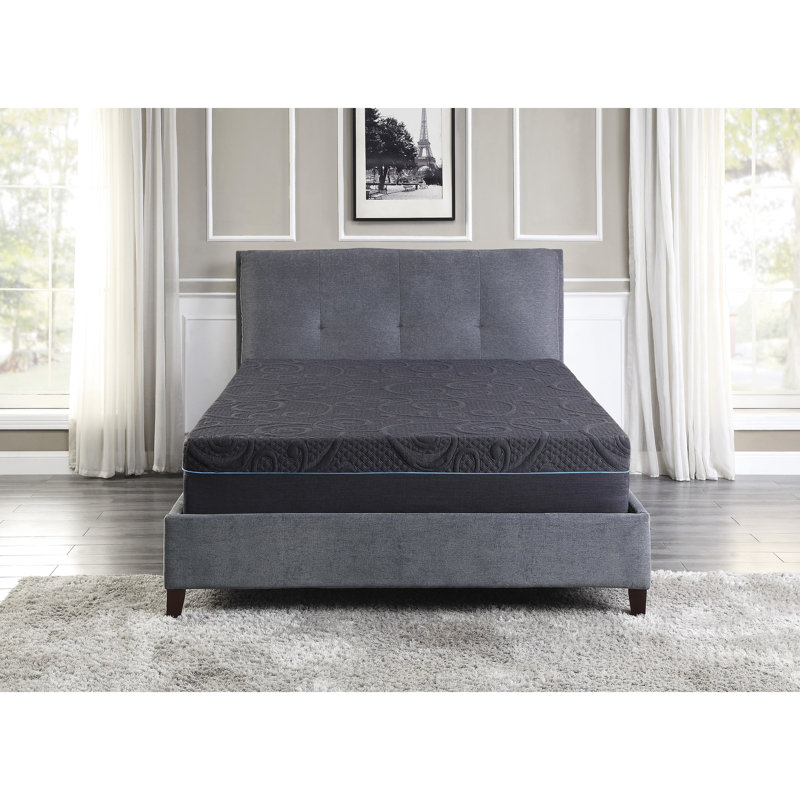 Matelas pleine grandeur de 11 pouces, mousse viscoélastique imprégnée de gel, gris foncé, confort moyen, ressorts ensachés pour un lit rajeunissant de 11 pouces, voyage de rêve paisible