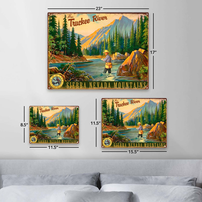 Truckee River Sierra Nevada sur impression métallique, H 11,5 po x l 15,5 po x P 0,04 po