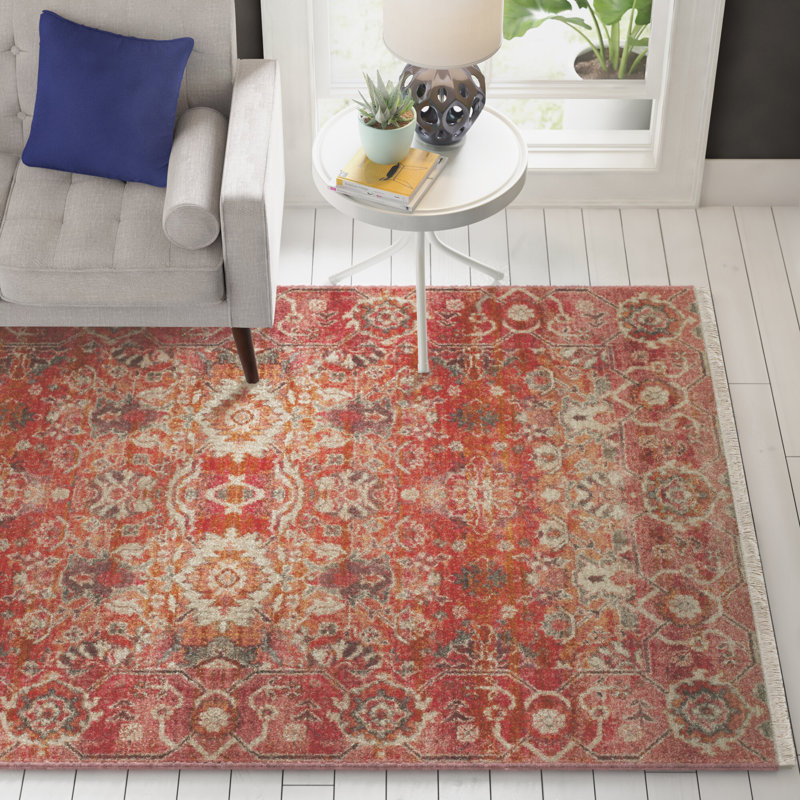 Glidewell Oriental Red/Orange Area Rug, Rectangle 3' x 5'