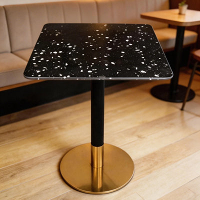 Table de salle à manger carrée 24 po Terrazzo - Usage commercial et résidentiel pour le café, le restaurant, le patio et les petits espaces (plateau de table et base inclus)