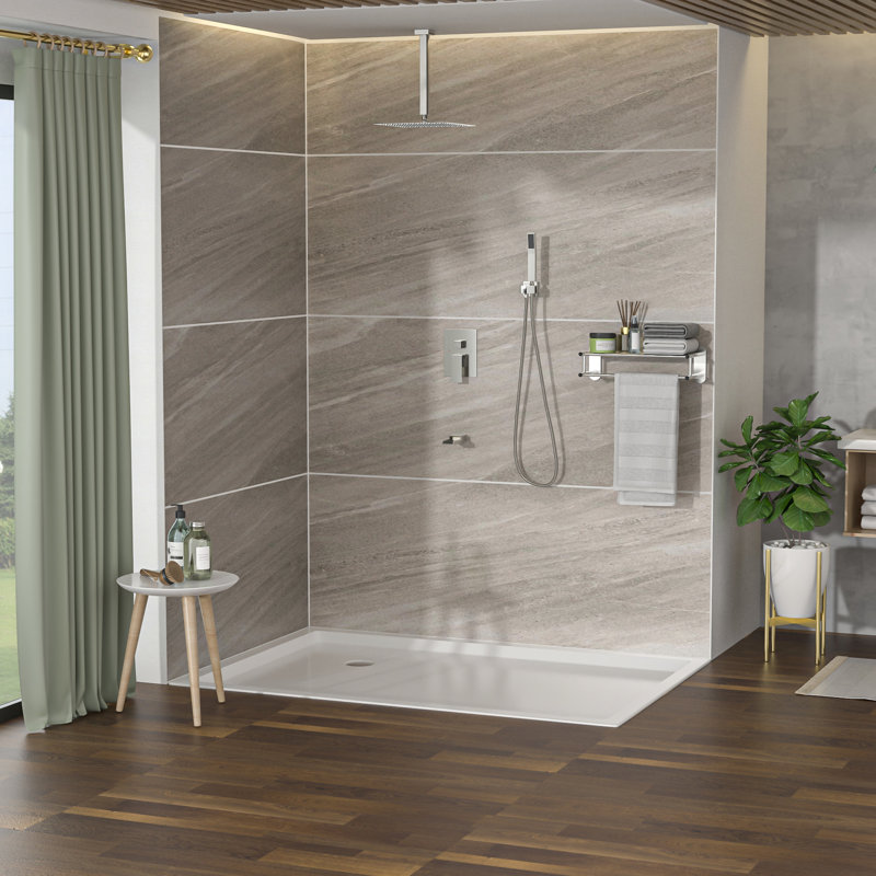 12" Ceiling Mount Shower System In Brushed Nickel - Square With Waterfall Tub Spout 3 Function, Rainfall & Handheld Valve Easy To Install And Sanitize Effectively 12 Inch Mounted Straightforward