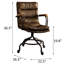 Chaise de bureau en cuir d'aspect industriel de style industriel rétro avec siège et dossier en métal