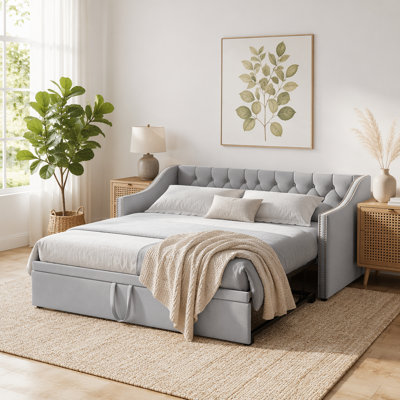 Upholstered Daybed with Pop - Up Trundle, a Versatile and Comfortable Furniture Piece for Multi - functional Home Spaces