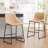 24"H Upholstered Counter Stools, Modern Faux Leather Barstools with Back and Metal Leg, Armless Counter Height Bar Stools for Kitchen lsland, Bar Counter, Pub Stools with Footrest, Patio Stools, Taupe-1036956214-1012168558