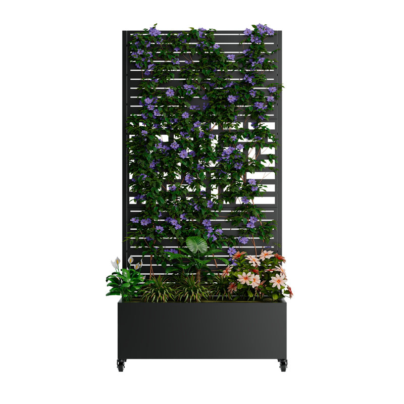 Boîte à fleurs en métal avec treillis