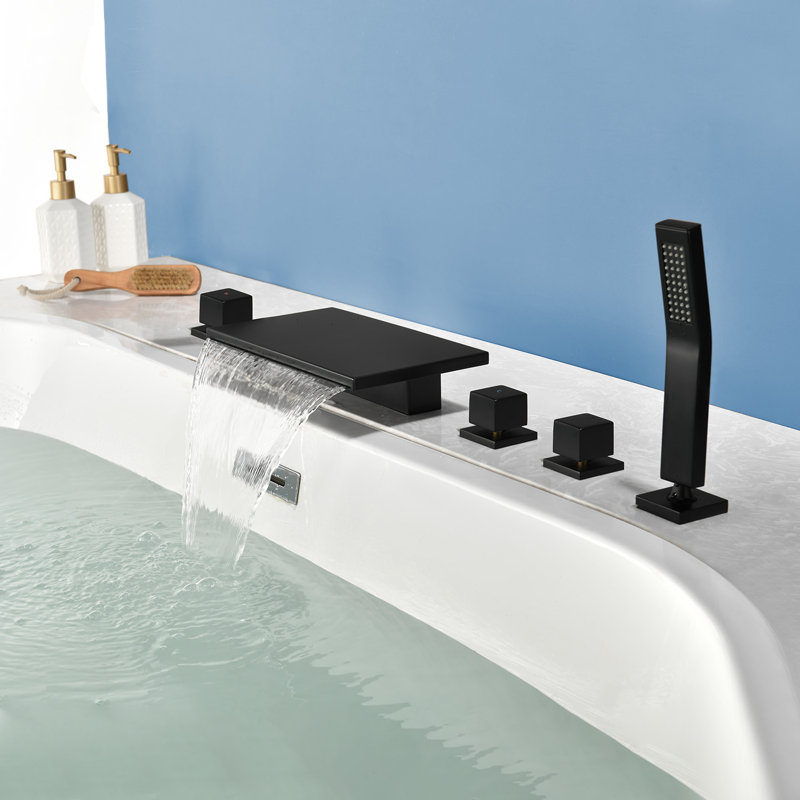 Robinet de baignoire romaine à fixation sur le comptoir, Noir, noir, noir, noir