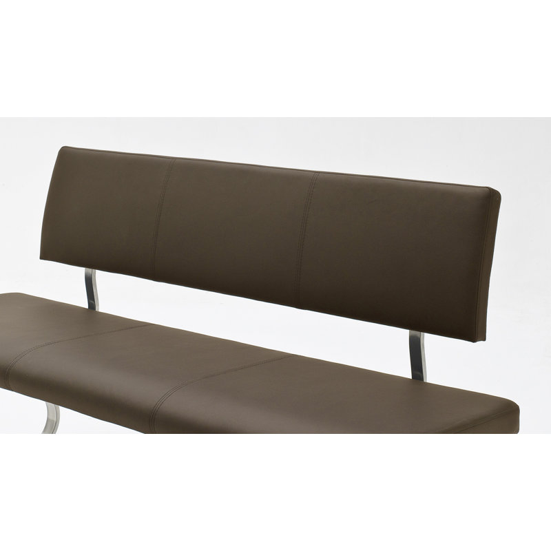 Swarthofthi Genuine Leather Upholstered Bench, Brown, 86cm H x 175cm W x 59cm D