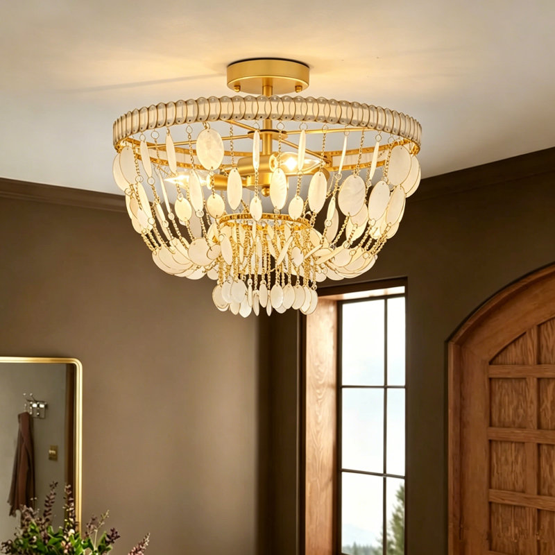 3 - Light Shell Semi Flush Mount Ceiling Light
