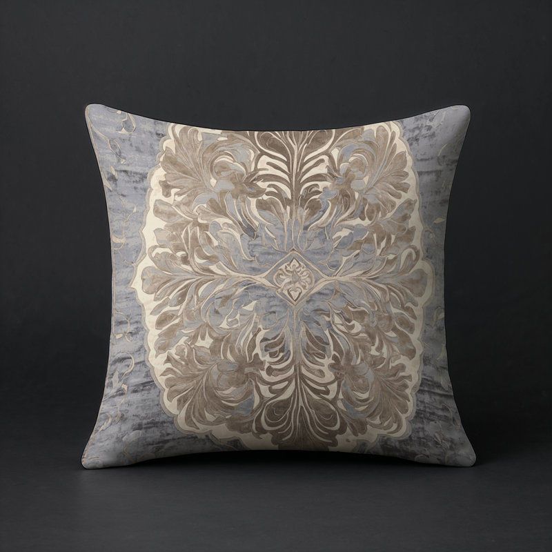 Coussin décoratif intérieur et extérieur Modern, Floral gris 28, Carré 16 po