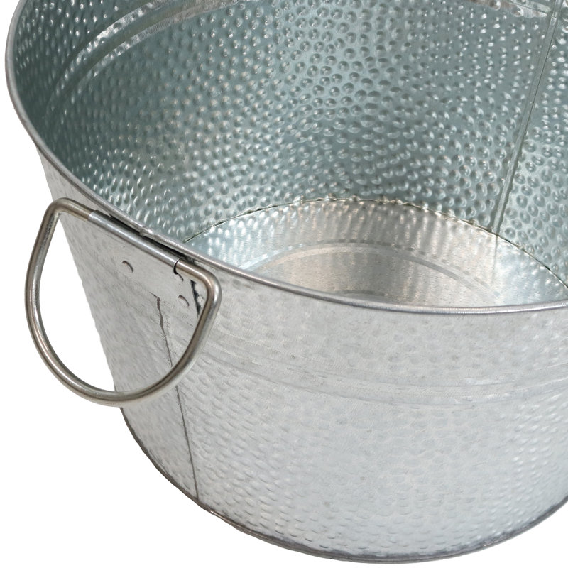 Silver Galvanized Steel Ice Bucket with Stand and Tray