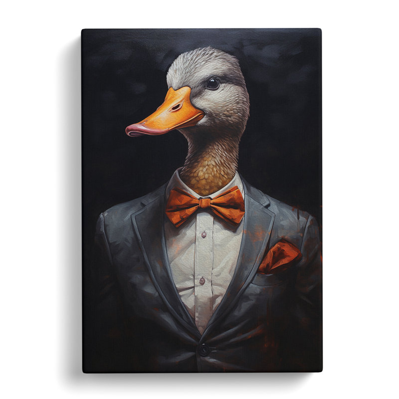 Duck in a Suit Painting - Wrapped Canvas, 50cm H x 35cm W x 3cm D