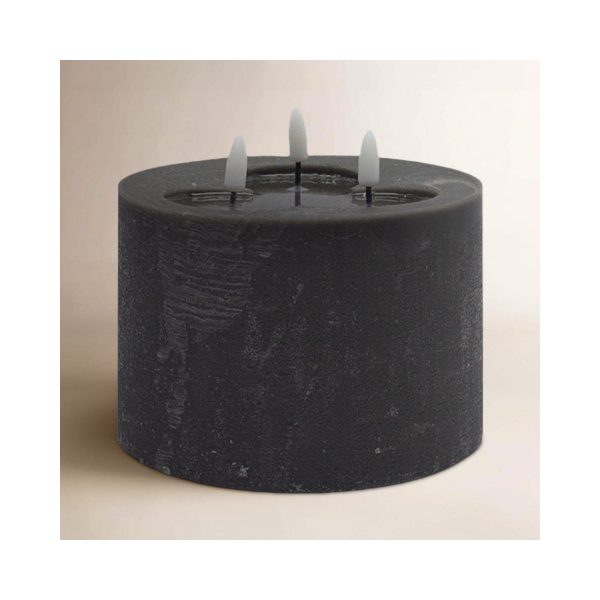 3 Wick Small Flameless Candle, Black