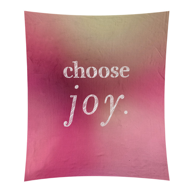 Tapisserie de polyester, choisir la joie citation, H 27,5 po x l 37,5 po, Lueur rose