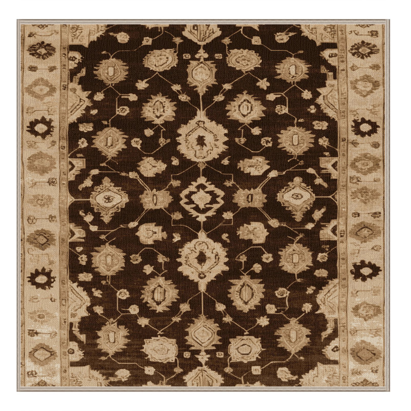 Tapis brun lavable à la machine, Carré 6 pi