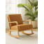 29″ Auburn Lounge Modern Leather Rocking Chair – Light Brown Upholstery with Solid Oak Frame