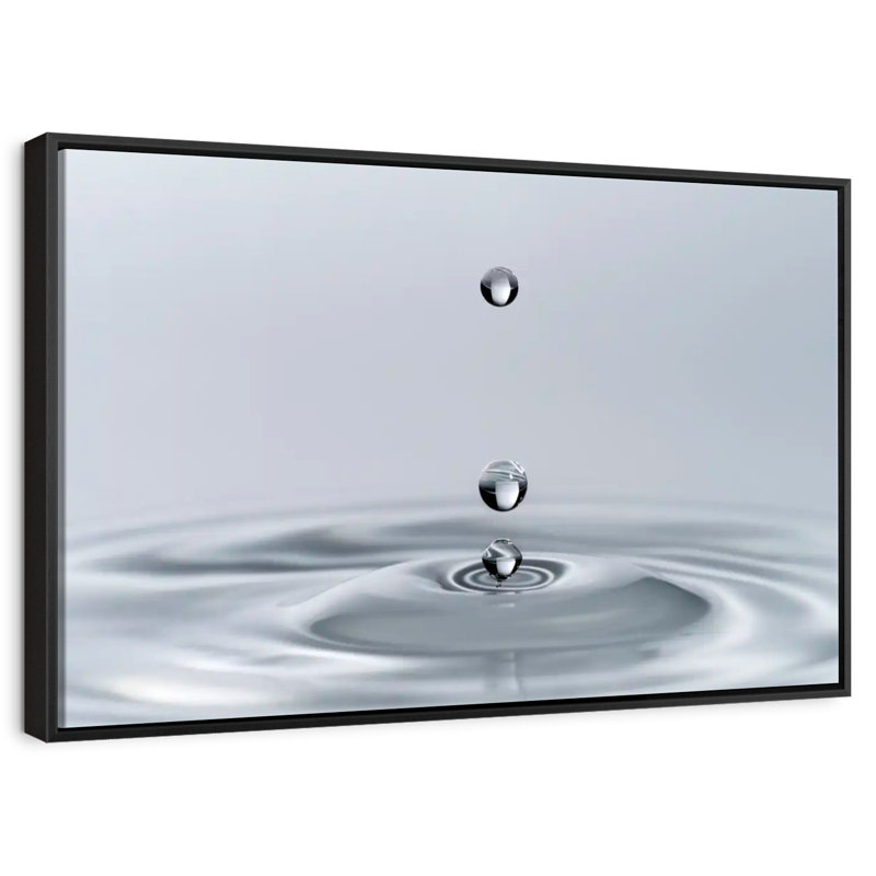 Gouttes dans l'eau, 25 po x 17 po, Cadre flottant noir