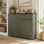 Armoire à double poubelle inclinable pour 2 bacs de 10 gallons, armoire de rangement à cannelures de ferme avec 2 tiroirs et crochets, armoire de cuisine autoportante (ne comprend pas la poubelle) 