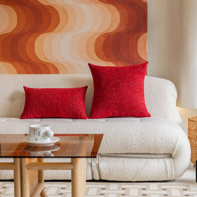 Ensemble de 2 housses de coussins décoratifs 26 x 26 pour canapé, ensemble de 2 housses de coussins décoratifs rouges pour le salon, canapé de patio, 26 x 26 po, 66 cm, rouge