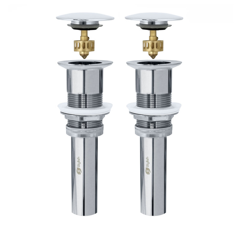 Polished Chrome Stainless Steel Pop-Up Bathroom Sink Drain Set