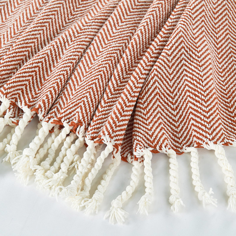Herringbone Textured Throw Blanket, Terracotta
