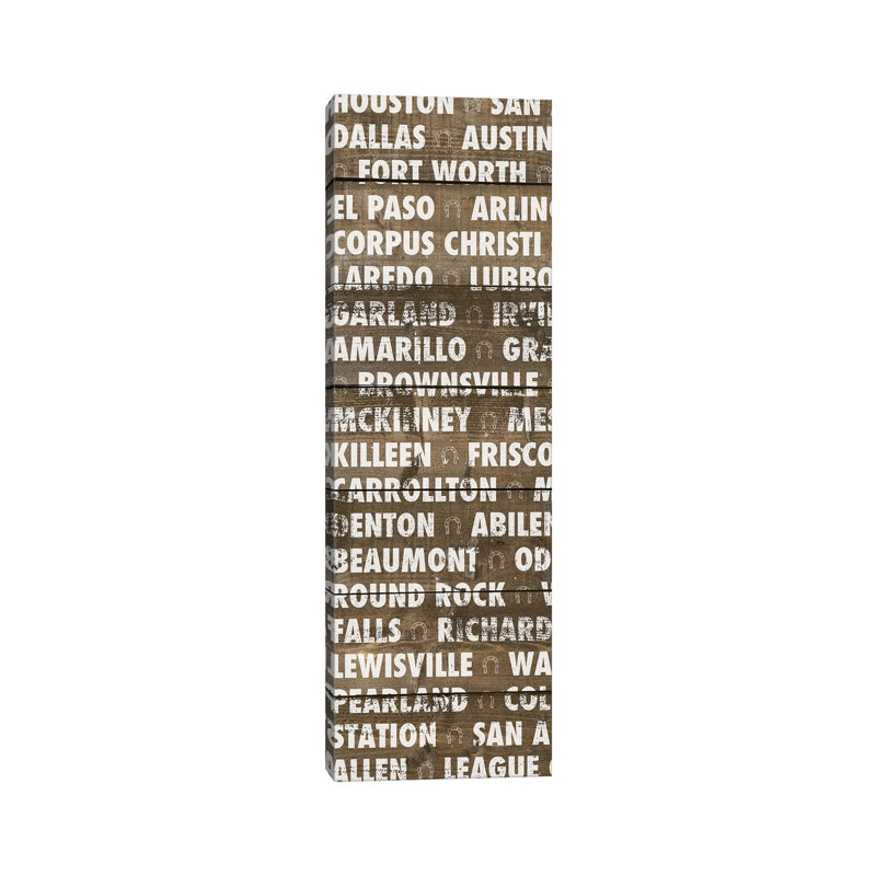 Texas Wood Type by Dan Meneely - Wrapped Canvas Print