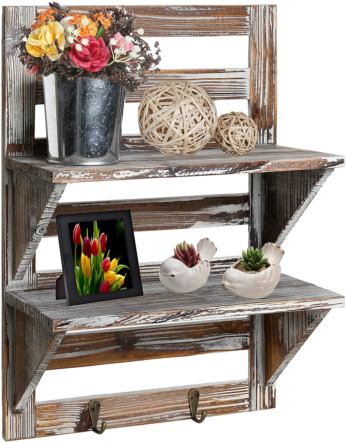 Crestshire 1 Piece Rectangle Floating Shelf with Hooks Laurel Foundry Modern Farmhouse Finish: Gray