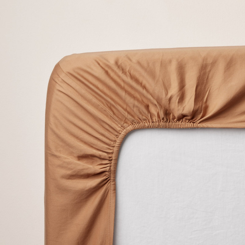 100% Cotton Plain Weave / Muslin Fitted Sheet, European Double (140 x 200 cm), Orange