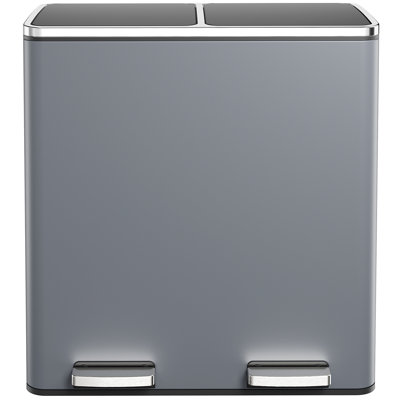 GallonStainless Steel Trash Can, Dual Compartment, Metal Kitchen Step Recycle Bin, Metal Double Dustbin, in-Home Garbage Rubbish Can, Removable Liner Buckets