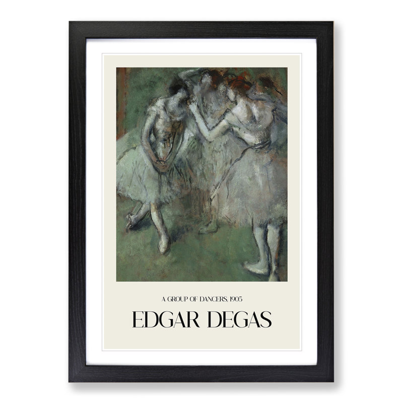 A Group of Ballet Ballerina Dancers by Edgar Degas - Picture Frame Painting, Black Framed, 36cm H x 27cm W x 2cm D