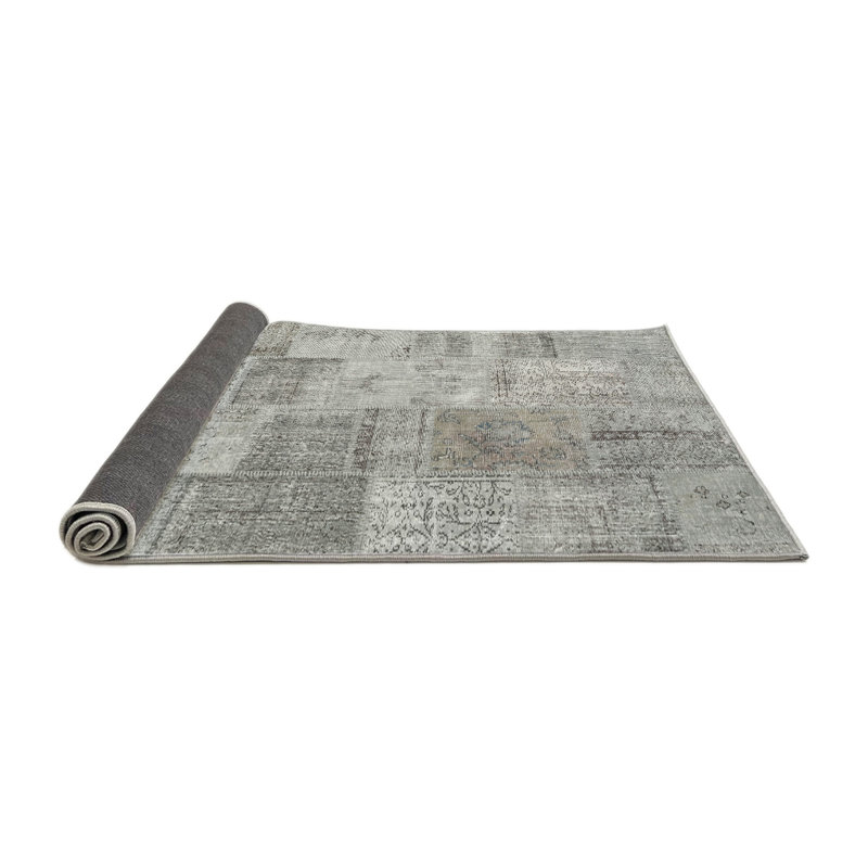 Tapis contemporain gris / beige, Rond 3 pi