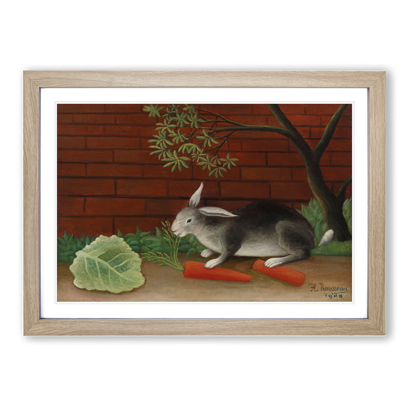 The Rabbit's Meal by Henri Rousseau - Picture Frame Painting, 27cm H x 36cm W x 2cm D, Oak Framed
