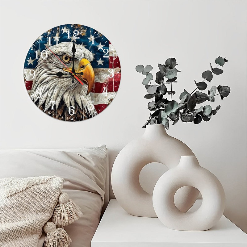 Horloge murale en bois 10 po, mouvement silencieux, à piles (piles AA non incluses), décor artistique, parfait pour les décorations