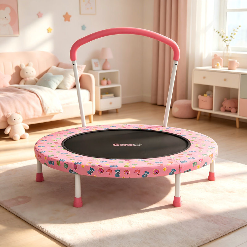 Mini trampoline 36 "pour enfants de 1 à 6 ans, transat intérieur pour tout-petits avec poignée de sécurité - Équipement d'exercice amusant