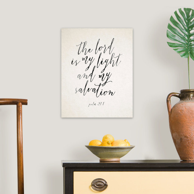 " Handlettered Bible Verse - Psalm 27:1 " Textual Art Print, 20" H x 16" W x 1.25" D, Wrapped Canvas
