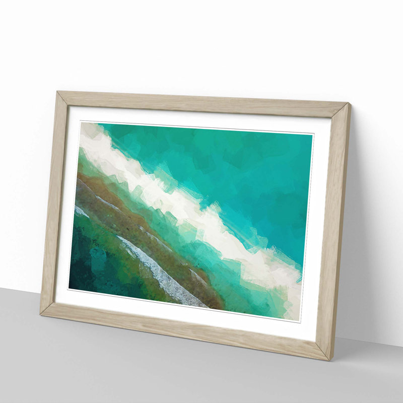 Layers of Beach in the Maldives in Abstract - Picture Frame Graphic Art Print, 36cm H x 48cm W x 2cm D, Oak Framed