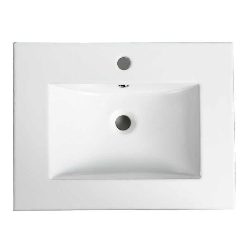 Lavabo en céramique 24 po - 18,81 po x 6,9 po, 25,62 lb, facile d'entretien avec lavabo à débordement, apparence exquise, 18,81 po de largeur, 0,81 po d'épaisseur