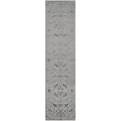 Tibetan Hand-Knotted Silk/Wool Gray Area Rug