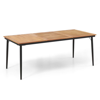 17 Storeys 79" Outdoor Dining Table For 8 Acacia Wood Patio Table With 1.9" Umbrella Hole