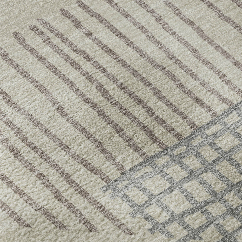 Premium Machine Washable Mayfield AMF2270 Striped Rug, Beige, 5' x 7'6"