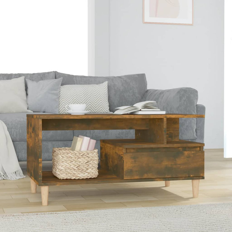 Kathalyn Four Leg Coffee Table with Storage, Brown