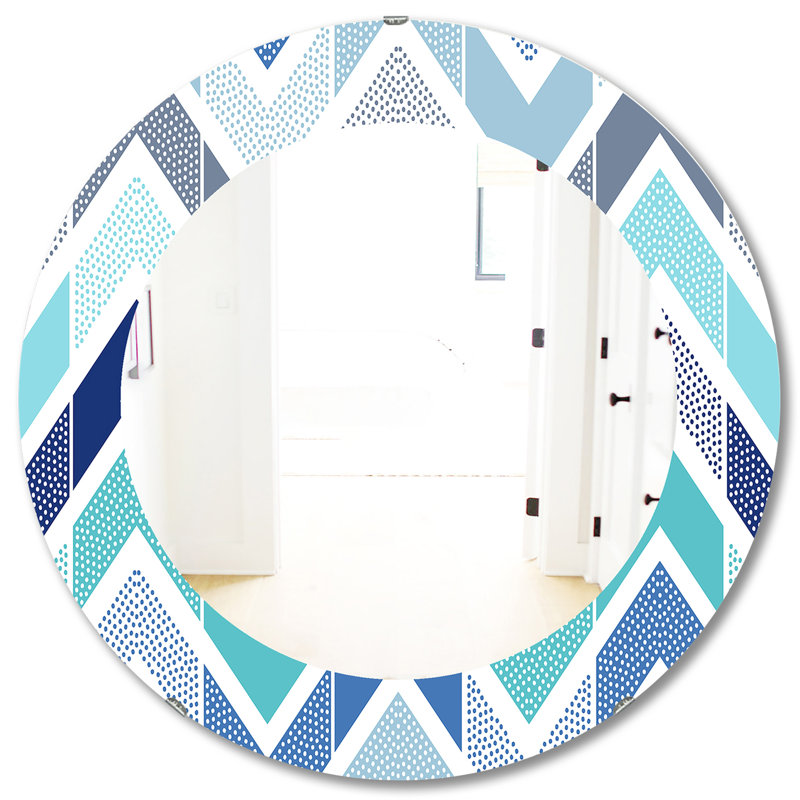 Retro Dotted Wave Bohemian and Eclectic Accent Mirror, 31.5" H x 31.5" W