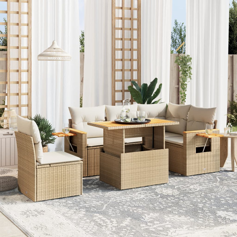 Ensemble de canapé de jardin modulaire en PE rotin beige