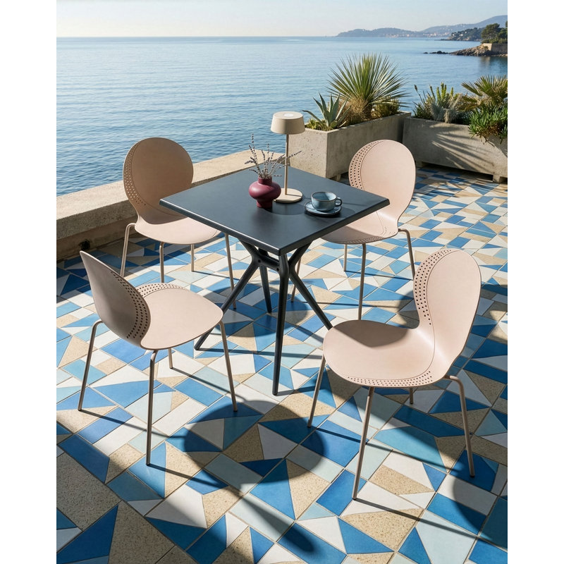 Stackable Outdoor Patio Dining Side Chair, Beige