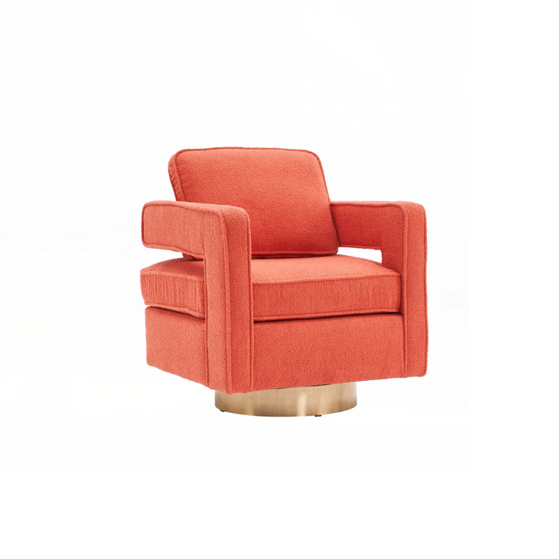 Modern Accent Swivel Barrel Chair For Living Room, Orange Teddy Fabric