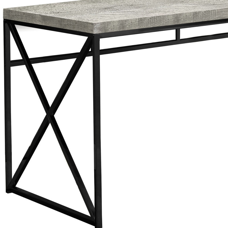 24" Rectangular Computer Desk, Gray/Black