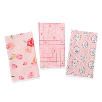 Ensemble de serviettes de cuisine en coton Rosy Whimsy