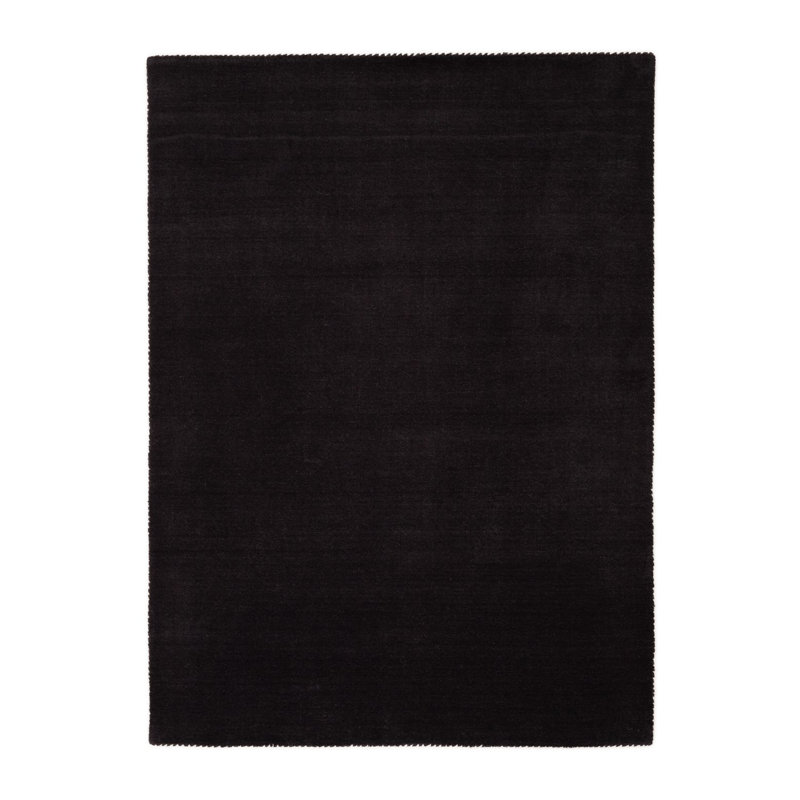 Solid Colour Wool Hand Woven Area Rug, Dark Grey, Rectangle 160 x 230cm
